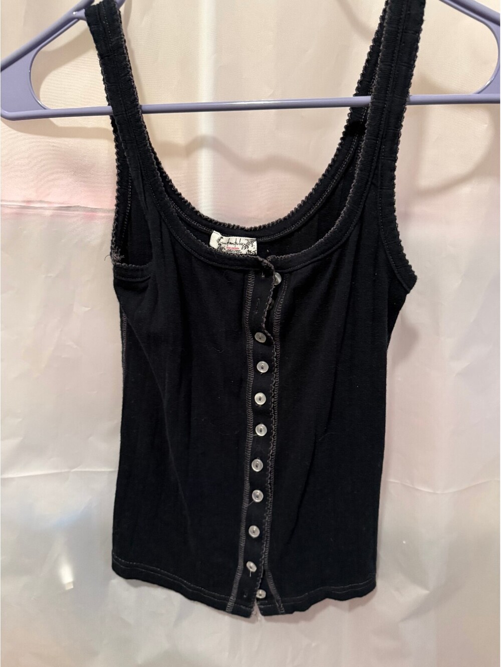 Free People Black Button-Up Tank Top